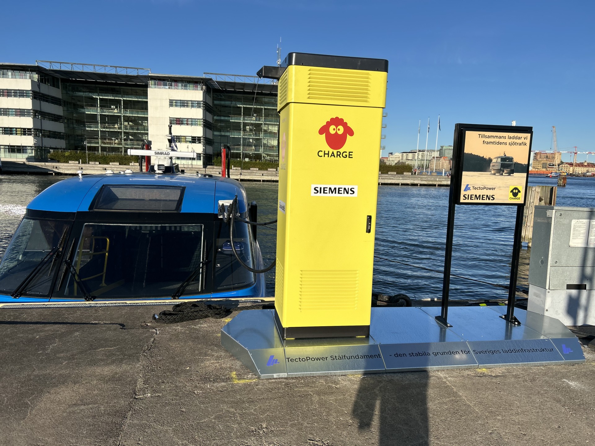 Laddplatsen på Lindholmspiren är i full drift